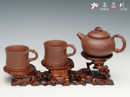 紫砂壶图片：竹节三件套 - 宜兴紫砂壶网