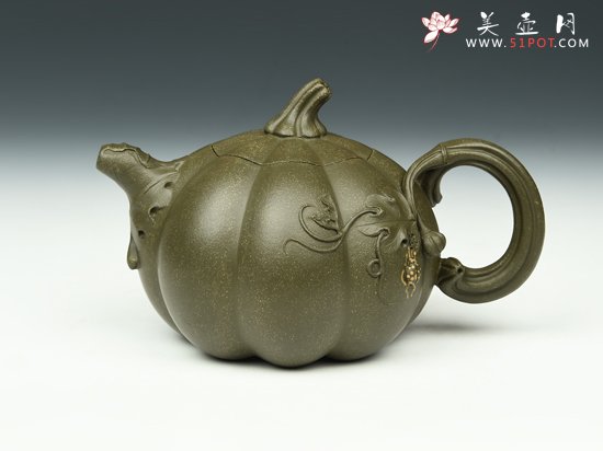 紫砂壶图片：豆青南瓜 - 宜兴紫砂壶网