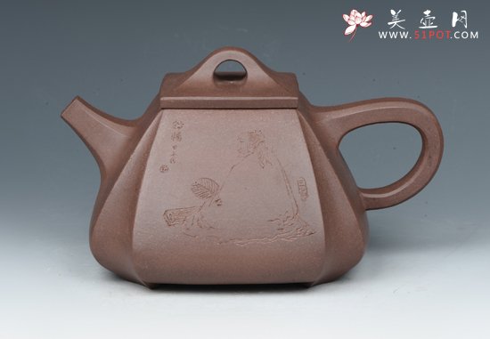 紫砂壶图片：四方抽角 - 宜兴紫砂壶网