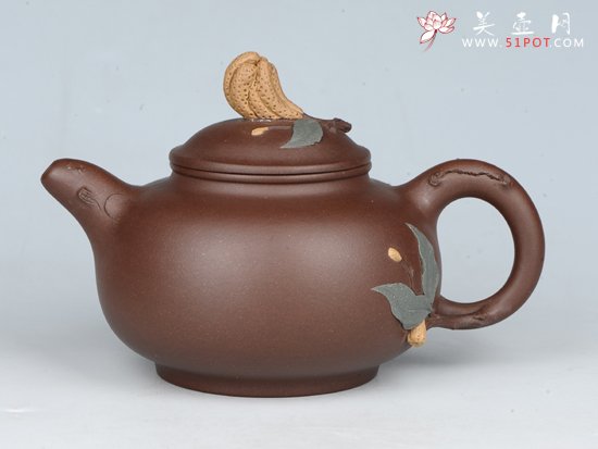 紫砂壶图片：佛手 容量：250cc 泥料：紫泥 - 宜兴紫砂壶网