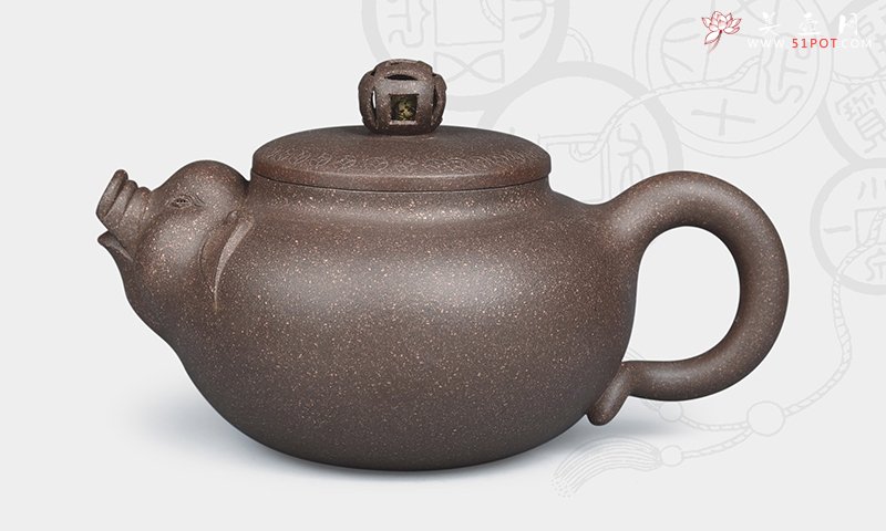 紫砂壶图片：十二生肖之 招财福猪 - 宜兴紫砂壶网