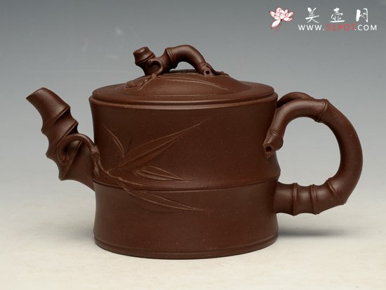 紫砂壶图片：竹段 泥料：底槽清 320cc - 宜兴紫砂壶网