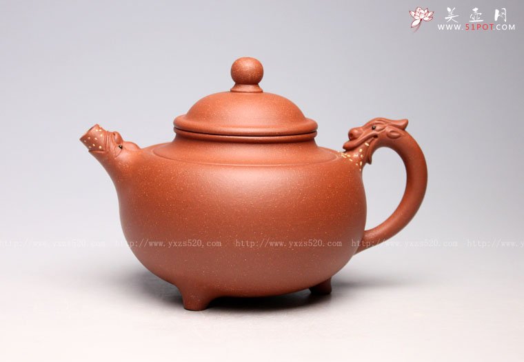 紫砂壶图片：《环龙三足》泥料：降坡泥  容量350cc - 宜兴紫砂壶网