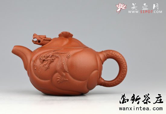 紫砂壶图片：=(家藏品展出）高级工艺师邵新和制做[鱼化龙](证书齐全) - 宜兴紫砂壶网