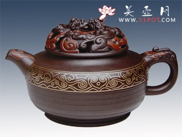 紫砂壶图片：玲珑双灵壶 - 宜兴紫砂壶网