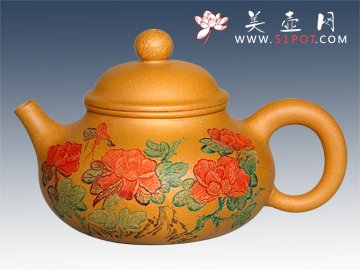 紫砂壶图片：鸟语花香 - 宜兴紫砂壶网