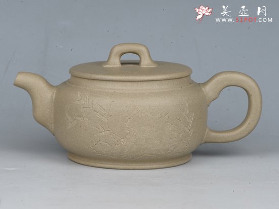 紫砂壶图片：小云锦  容量：300cc  泥料：本山绿泥 - 宜兴紫砂壶网