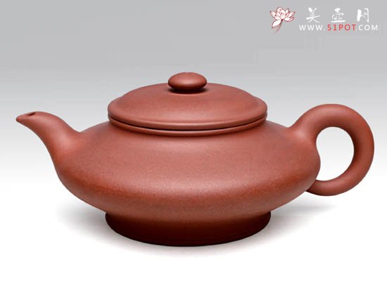 紫砂壶图片：虚扁壶  泥料：原矿清水泥  容量：350CC - 宜兴紫砂壶网