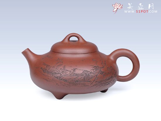 紫砂壶图片：三脚石瓢 - 宜兴紫砂壶网