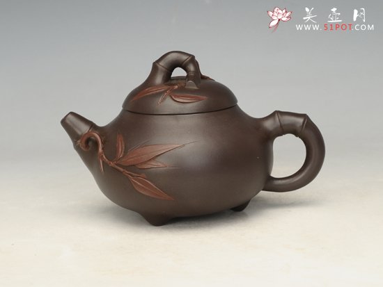 紫砂壶图片：三足竹趣 - 宜兴紫砂壶网