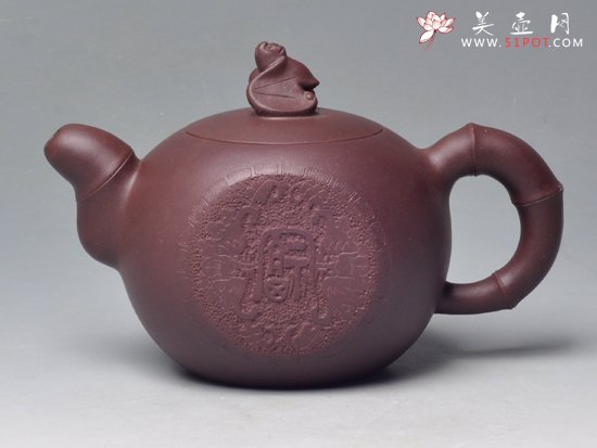 紫砂壶图片：祝福（紫泥）180... - 宜兴紫砂壶网