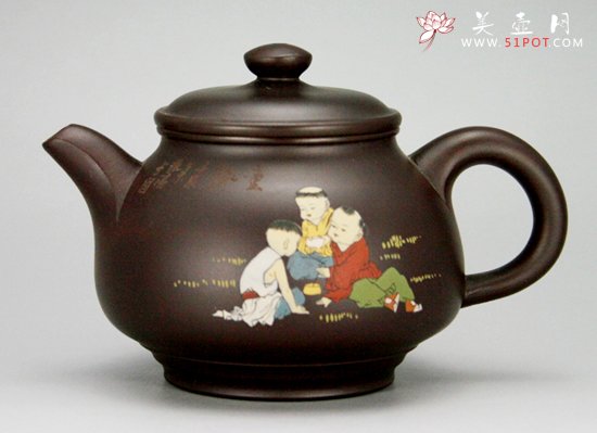 紫砂壶图片：彩绘福乐260cc - 宜兴紫砂壶网