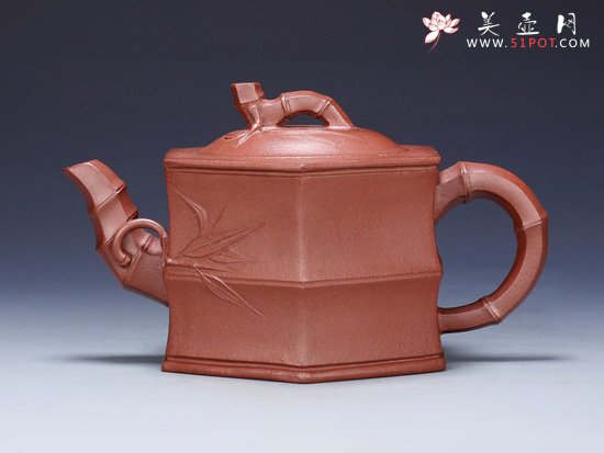 紫砂壶图片：小六方竹段2 - 宜兴紫砂壶网