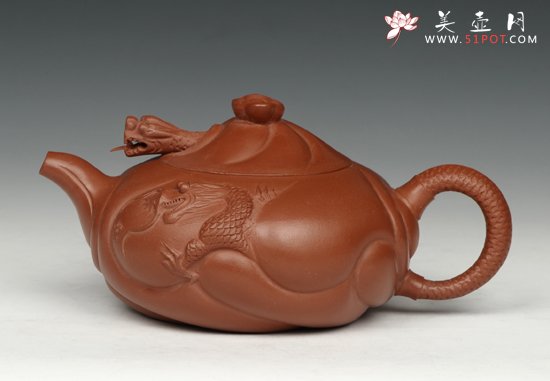 紫砂壶图片：朱泥鱼化龙 - 宜兴紫砂壶网