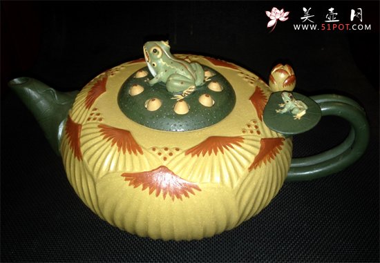 紫砂壶图片：青蛙莲花壶 - 宜兴紫砂壶网