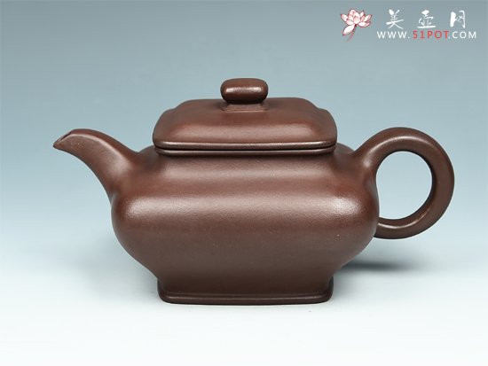 紫砂壶图片：四方虚扁壶 - 宜兴紫砂壶网