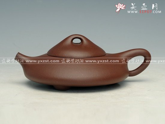 紫砂壶图片：全手工扁石瓢 - 宜兴紫砂壶网