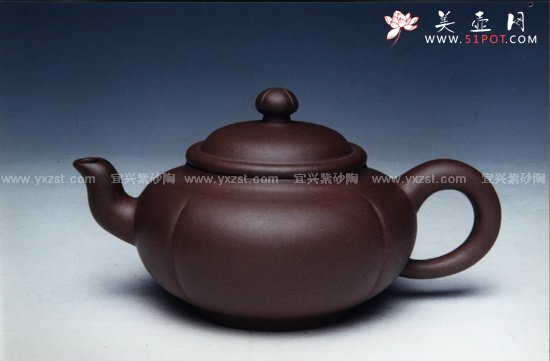 紫砂壶图片：圆四瓣壶 - 宜兴紫砂壶网