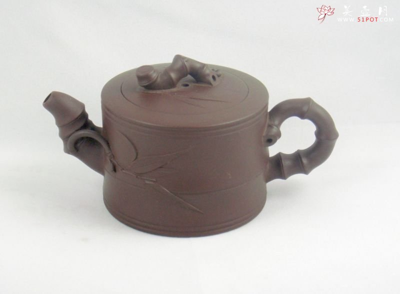 紫砂壶图片：竹段(拼紫)220CC - 宜兴紫砂壶网