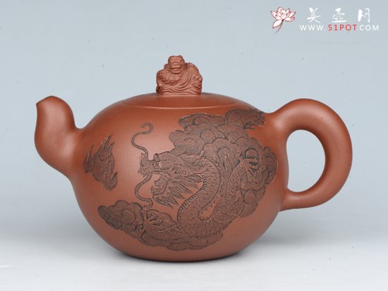 紫砂壶图片：双龙教子（全手工）容量：550cc 泥料：清水泥 - 宜兴紫砂壶网