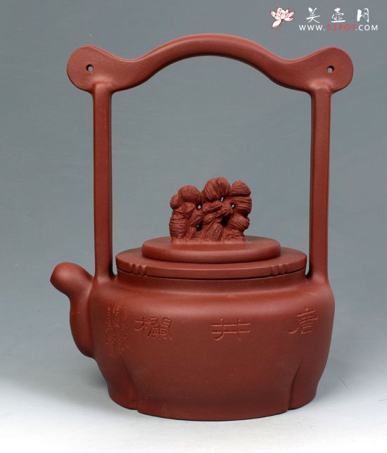 紫砂壶图片：静石唐井栏提梁 - 宜兴紫砂壶网