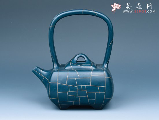 紫砂壶图片：冰纹提梁 - 宜兴紫砂壶网