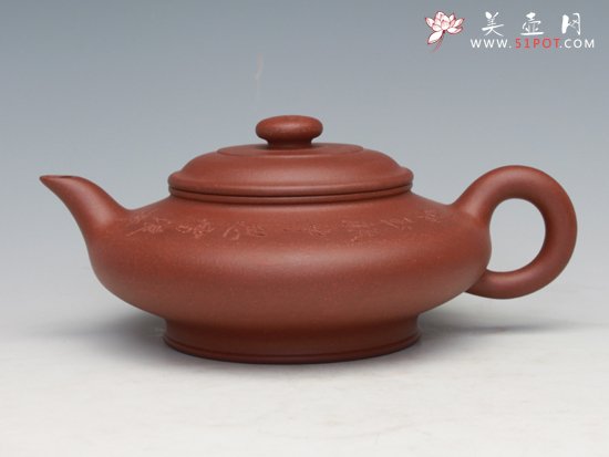 紫砂壶图片：虚扁壶（程艳 制） - 宜兴紫砂壶网