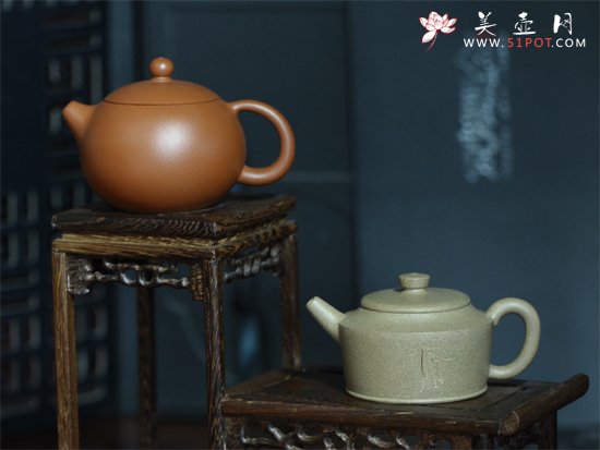 紫砂壶图片：倒把西施（朱泥）、德钟（段泥） - 宜兴紫砂壶网