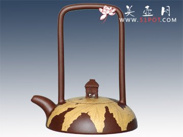 紫砂壶图片：南国秋韵贴泥 - 宜兴紫砂壶网