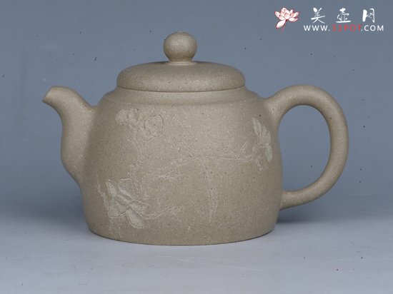 紫砂壶图片：笑樱  容量：200cc  泥料：本山绿泥 - 宜兴紫砂壶网