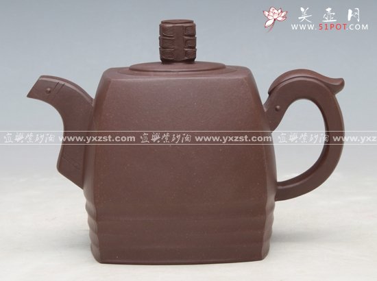 紫砂壶图片：四方青玉 紫泥 - 宜兴紫砂壶网