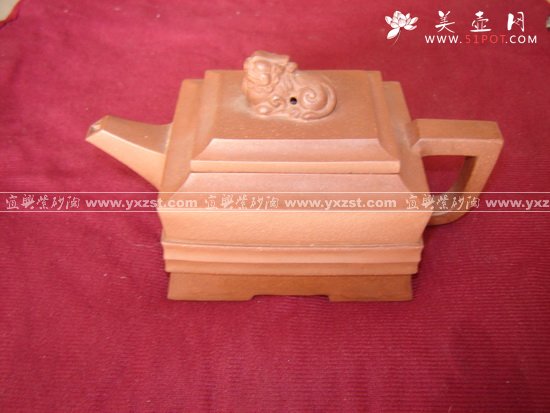 紫砂壶图片：长方狮头壶300cc - 宜兴紫砂壶网