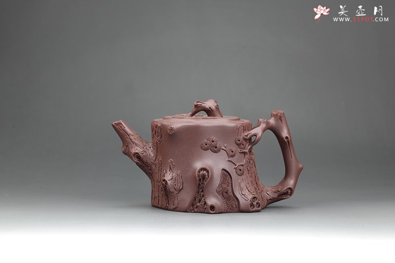 紫砂壶图片：苍松壶 黄龙山原矿紫泥 - 宜兴紫砂壶网