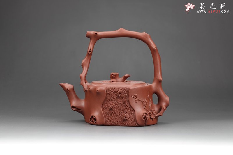 紫砂壶图片：清韵留香提梁壶（黄龙山原矿红皮龙） - 宜兴紫砂壶网