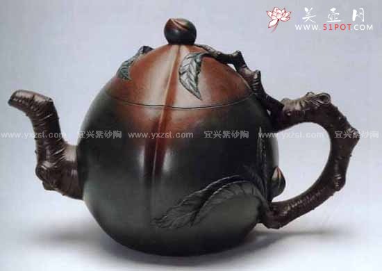 紫砂壶图片：长寿碧桃壶 - 宜兴紫砂壶网