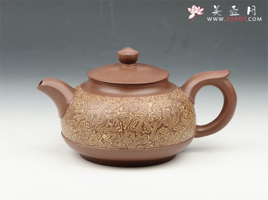 紫砂壶图片：大团圆 450cc 原矿清水泥 段泥 - 宜兴紫砂壶网