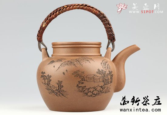 紫砂壶图片：已故高工邵新和制做雕刻[寿星壶](证书齐全)(800cc) - 宜兴紫砂壶网