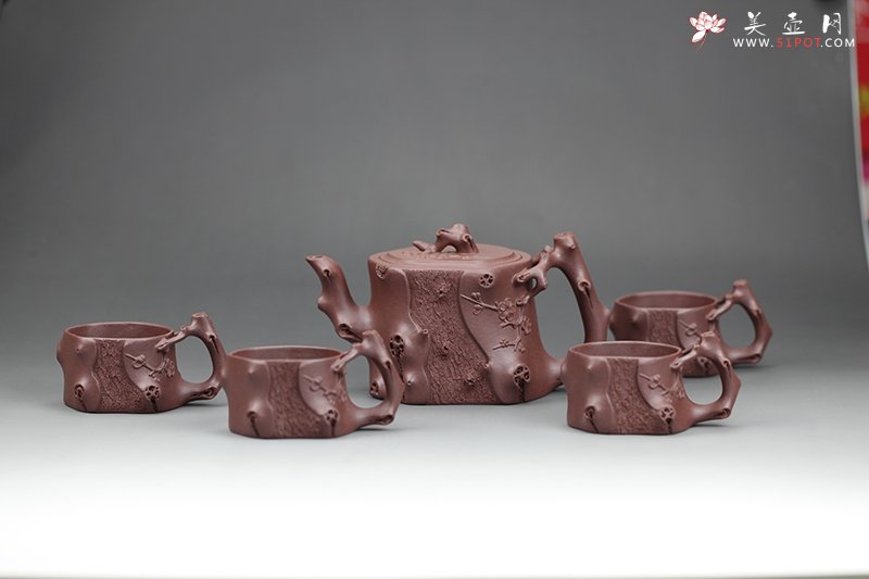 紫砂壶图片：清韵留香套具 黄龙山原矿紫泥 - 宜兴紫砂壶网