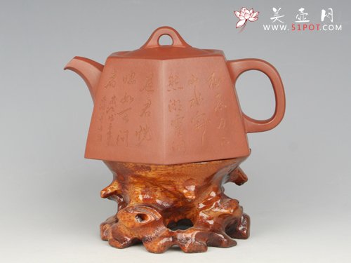 紫砂壶图片：薄胎六方井栏  - 宜兴紫砂壶网