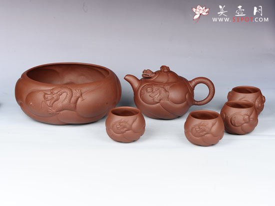 紫砂壶图片：鱼化龙套壶 - 宜兴紫砂壶网