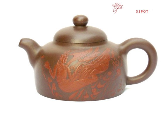 紫砂壶图片：泥绘飞天（07手工三等奖） - 宜兴紫砂壶网