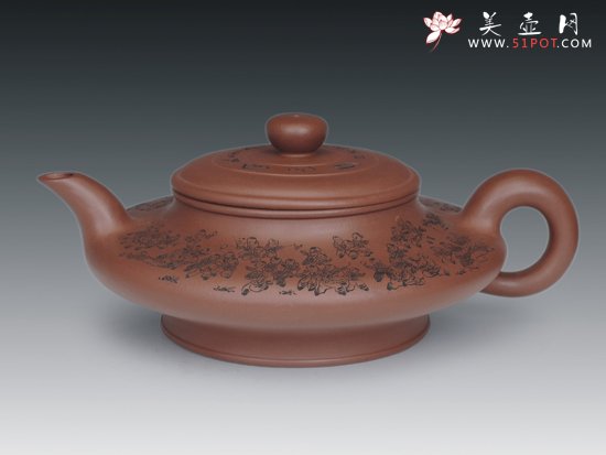 紫砂壶图片：百子水扁 - 宜兴紫砂壶网