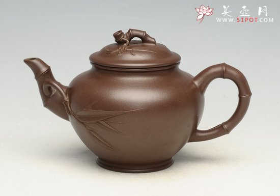 紫砂壶图片：小型竹节  260cc - 宜兴紫砂壶网