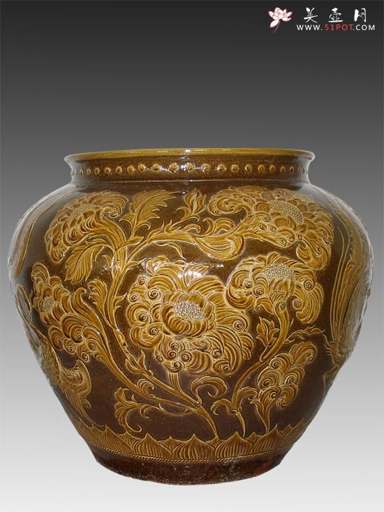 紫砂壶图片：凤喜牡丹 - 宜兴紫砂壶网