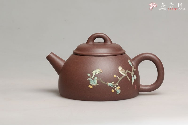 紫砂壶图片：泥绘半瓢 - 宜兴紫砂壶网