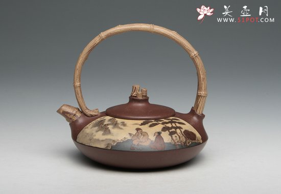 紫砂壶图片：双竹提梁 - 宜兴紫砂壶网