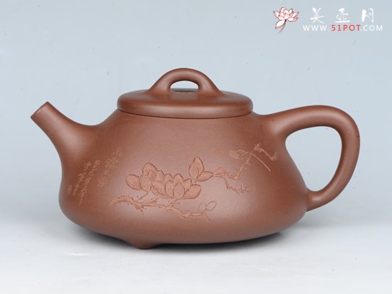 紫砂壶图片：子冶石瓢  容量：400cc  泥料：紫泥 - 宜兴紫砂壶网