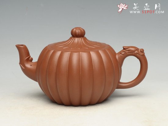 紫砂壶图片：龙头菊  泥料：红泥 - 宜兴紫砂壶网