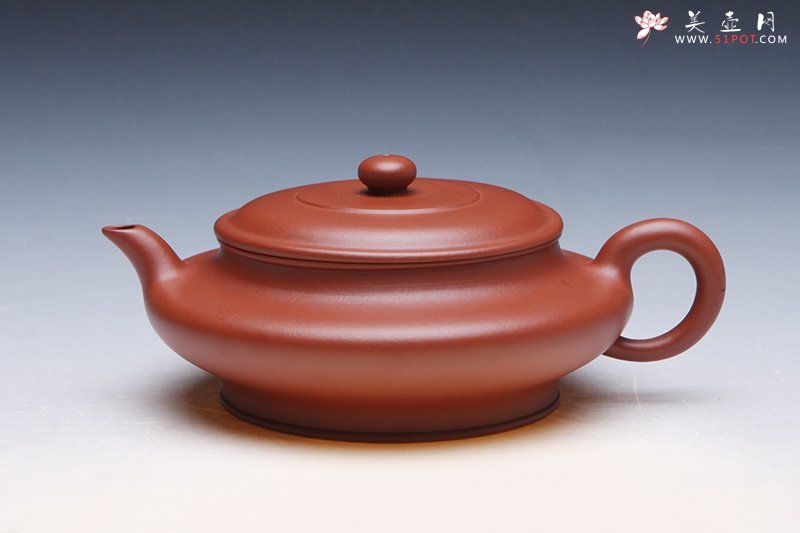 紫砂壶图片：虚扁壶 大红袍 - 宜兴紫砂壶网