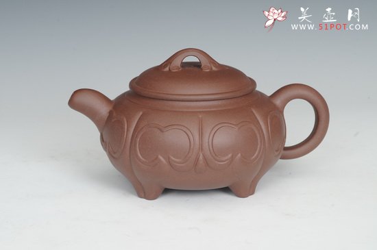 紫砂壶图片：四鼎如意 - 宜兴紫砂壶网